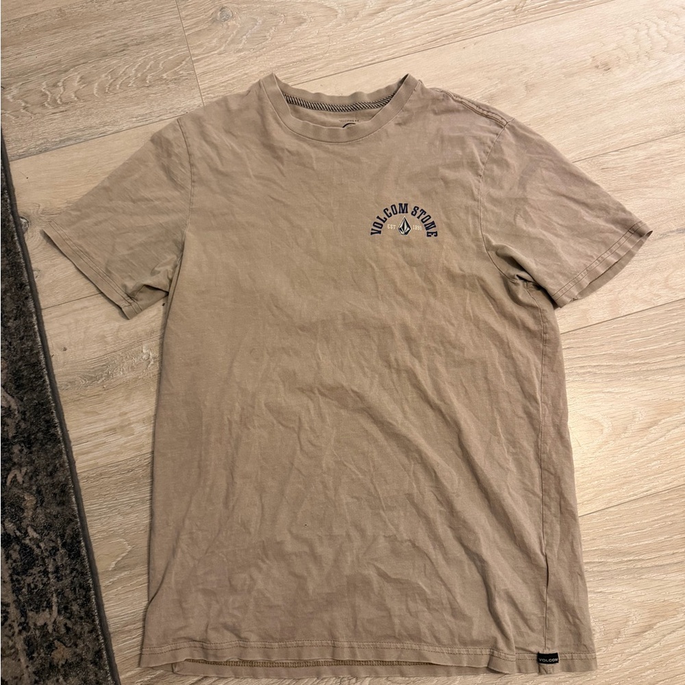 Volcom Short Sleeve Tee in Tan with Navy Logo